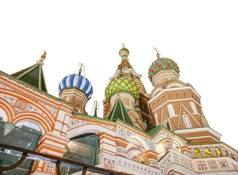 Temple of Basil the Blessed, Red Square, Moscow, Russia. Carved on white. Foto stock