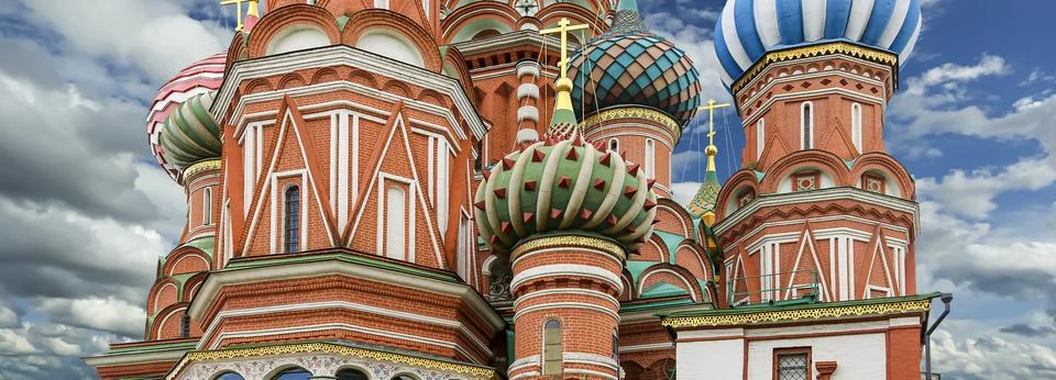 Temple of Basil the Blessed, Red Square, Moscow, Russia. Against the clouds Stock Photos
