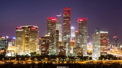 Temple of Beijing skyline at night Stock Footage 70075434