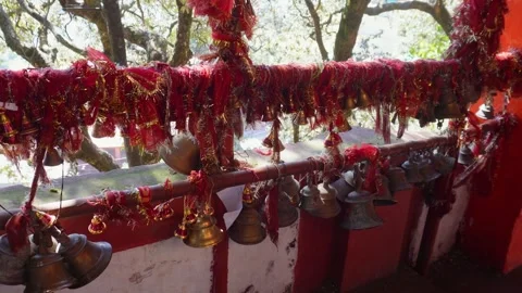 Temple Bell Echoing Through Sacred Halls Stock Footage 337626463