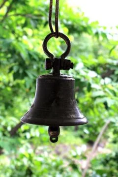 Temple Bell with garden blure background Stock Photos