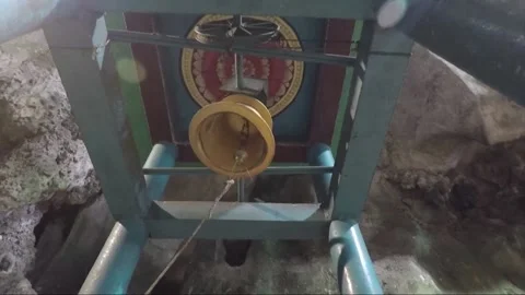Temple bell inside Main Temple cave, Batu caves, Kuala Lumpur, Malaysia Stock Footage 196387836
