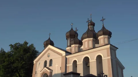 Temple with black domes 스톡 동영상 263033405