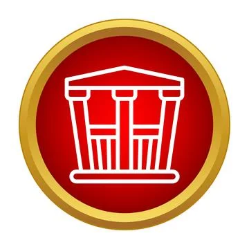 Temple building or courthouse outline icon vector Stock Illustration