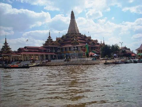 A temple in burma at the river Foto stock