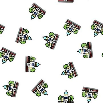 Temple cathedral praying building vector seamless pattern イラスト素材