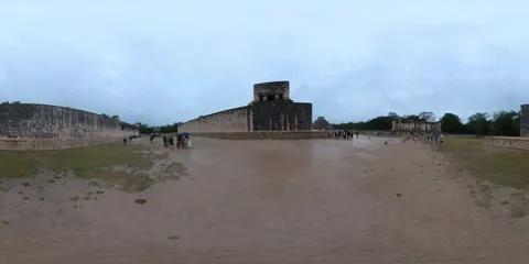 Temple in Chichen Itza, archeological park in Mexico, 360, VR Stock Footage 258072860
