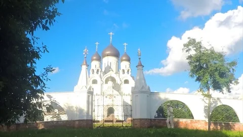 Temple In city Park In Summer Timelapse Stock Footage