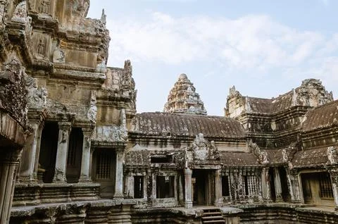 Temple Complex of Angkor Wat at Siem Reap Province of Cambodia Stock Photos