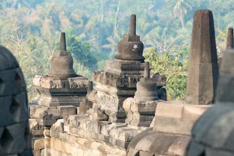 Temple complex of Borobudur, Buddhist temple Stock Photos