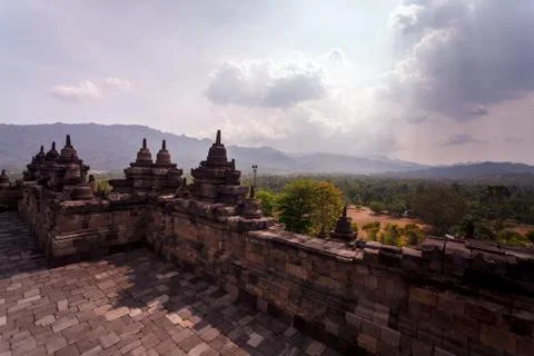 The temple complex of Borobudur on Java island, Indonesia Fotos de archivo