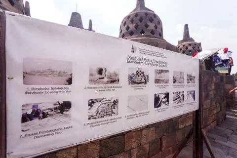 The temple complex of Borobudur on Java island, Indonesia Stock Photos