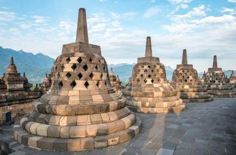 Temple complex Borobudur Stupas Borobudur Yogyakarta Java Indonesia Asia Fotos de archivo