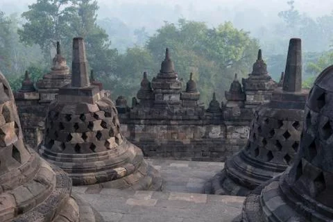 Temple complex Borobudur Stupas Borobudur Yogyakarta Java Indonesia Asia Fotos de archivo