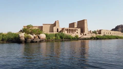 The temple complex on the island of Philae on the Nile, Philae temple, Aswan, Stock Footage 142963784