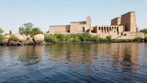 The temple complex on the island of Philae on the Nile, Philae temple, Aswan, Stock Footage 142963813