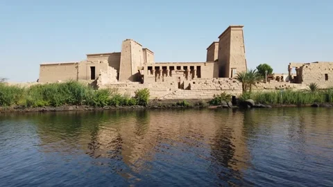 The temple complex on the island of Philae on the Nile, Philae temple, Aswan, Stock Footage 142965468