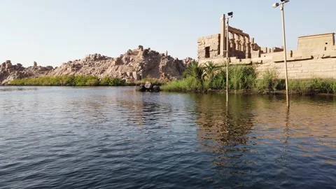 The temple complex on the island of Philae on the Nile, Philae temple, Aswan, Stock Footage 142967128