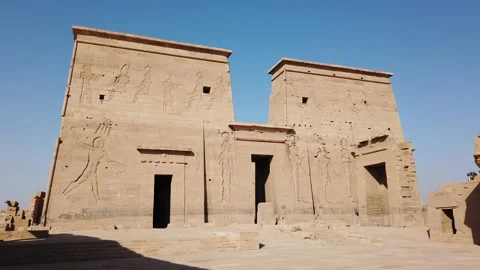 The temple complex on the island of Philae on the Nile, Philae temple, Aswan, Stock Footage 142969074