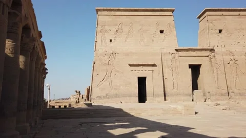 The temple complex on the island of Philae on the Nile, Philae temple, Aswan, Stock Footage 142969533