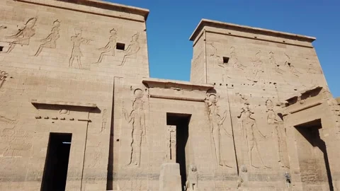 The temple complex on the island of Philae on the Nile, Philae temple, Aswan, Stock Footage 142970376