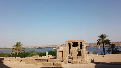 The temple complex on the island of Philae on the Nile, Philae temple, Aswan, Stock Footage 142977857