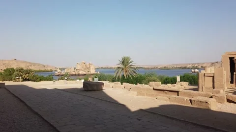 The temple complex on the island of Philae on the Nile, Philae temple, Aswan, Stock Footage 142978320
