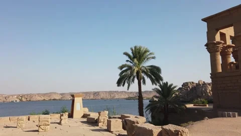 The temple complex on the island of Philae on the Nile, Philae temple, Aswan, Stock Footage 142979235