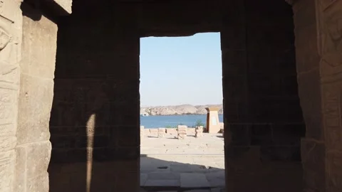 The temple complex on the island of Philae on the Nile, Philae temple, Aswan, Stock Footage 142979465