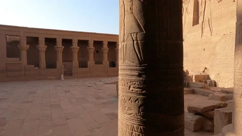 The temple complex on the island of Philae on the Nile, Philae temple, Aswan, Stock Footage 142981360