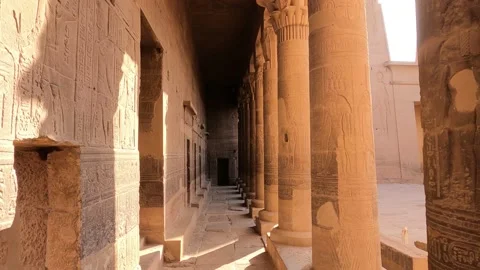 The temple complex on the island of Philae on the Nile, Philae temple, Aswan, Stock Footage 142981404