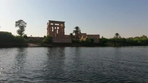 The temple complex on the island of Philae on the Nile, Philae temple, Aswan, Stock Footage 142981787