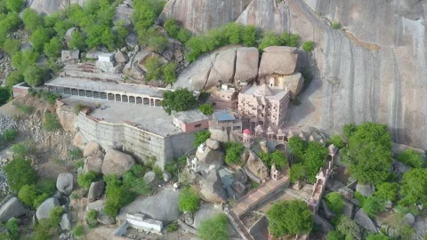 Temple Complex on Rocky Hillside, Rajasthan Stock Footage 314056784