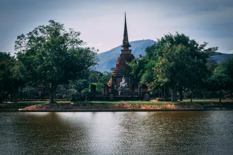 Temple complex in Sukothai, Thailand. Stock Photos