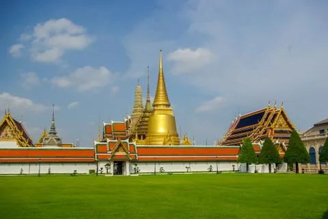 Temple complexes in Thailand. Buddhist temples in Bangkok. Stock Photos