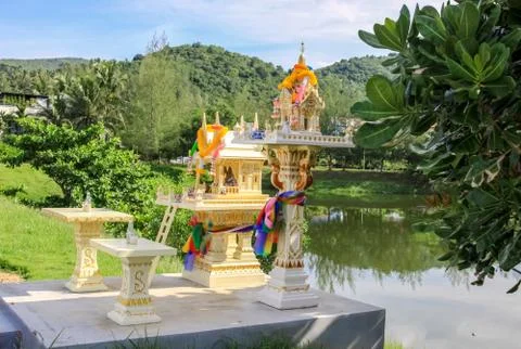 Temple complexes in Thailand. Buddhist temples in Bangkok. Stock Photos