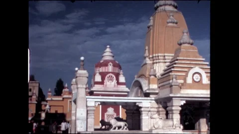 Temple Courtyard with Statues Stock Footage 276292487