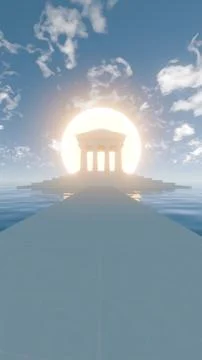 Temple of Dawn: A 3D Digital Masterpiece of a Majestic Temple Illuminated by  Stock Illustration