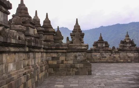 Temple detail at Candi Borobudur in Java Indonesia Stock Photos