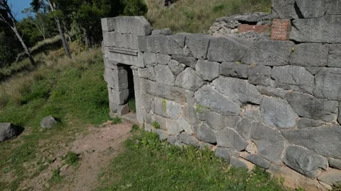 Temple of Diana, 4K Epic Close-Up Drone Clip, Cefalu, Sicily, 500 BC, Stock Footage 299874376