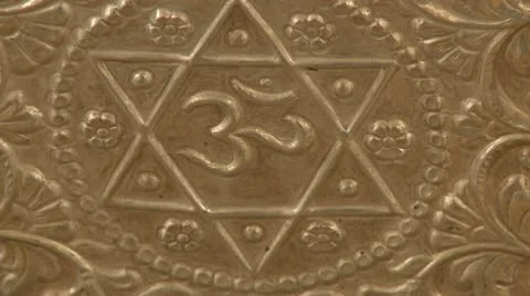 Temple dish with OHM symbol Video stock 10787480