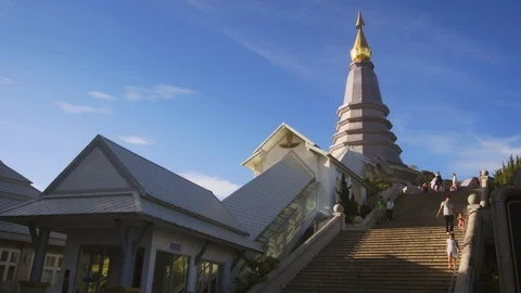 Temple on Doi Inthanon, Highest Mountain in Thailand. Chiang Mai Stock Footage 127295008