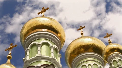 Temple domes in Kiev and clouds, Ukraine Stock Footage 49610390