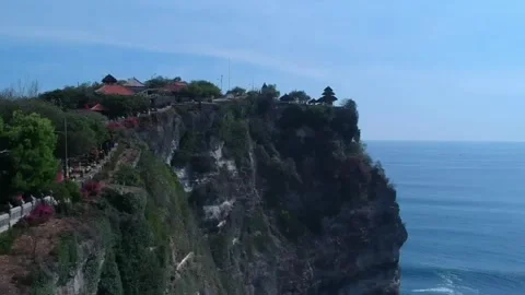 Temple on the edge of cliff Stock Footage 266404808