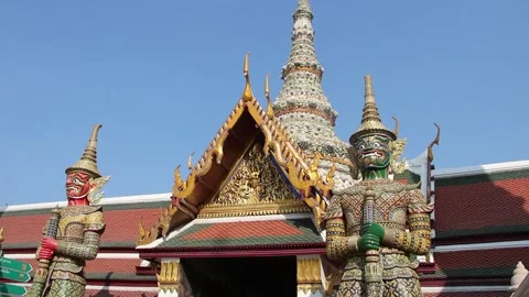 Temple of the Emerald Buddha - Wat Phra Si Rattana Satsadaram Wat Phra Kaew Stock Footage 130376413