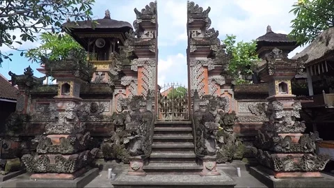 Temple Entrance Split Gate or Candi Bentar, Ubud, Bali, Indonesia Stock Footage 254586115
