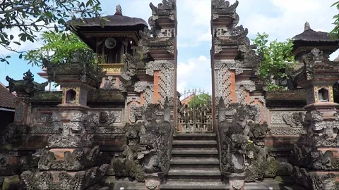 Temple Entrance Split Gate or Candi Bentar, Ubud, Bali, Indonesia Stock Footage 254586210