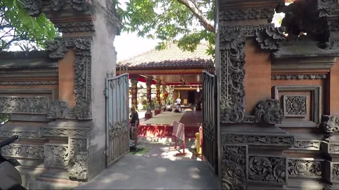 Temple Entrance Split Gate, Street View, Kuta, Bali, Indonesia Stock Footage 304452284
