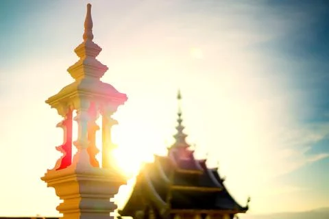 Temple in the evening before sunset. Stock Photos