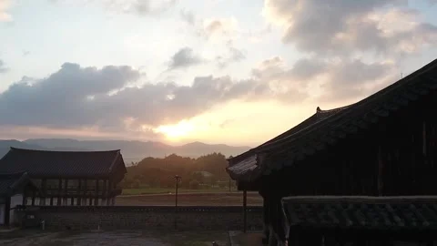 Temple in the forest and mountain with sunset 스톡 동영상 303539915